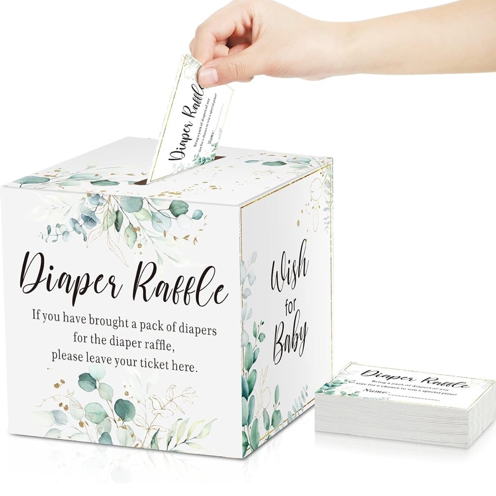Baby Shower Greenery Party Decorations Diaper Raffle Set - Picture 8 of 10